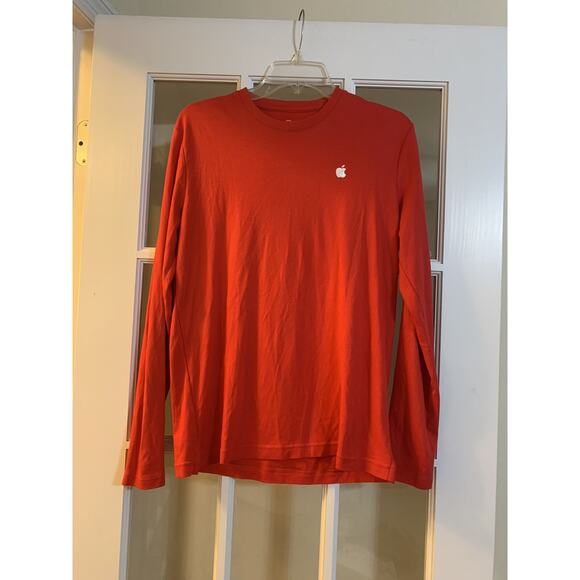 Apple red uniform shirt embroidered logo worker uniform unisex small - Picture 1 of 9